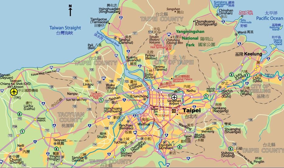 Карта у центру града Тајпеј 