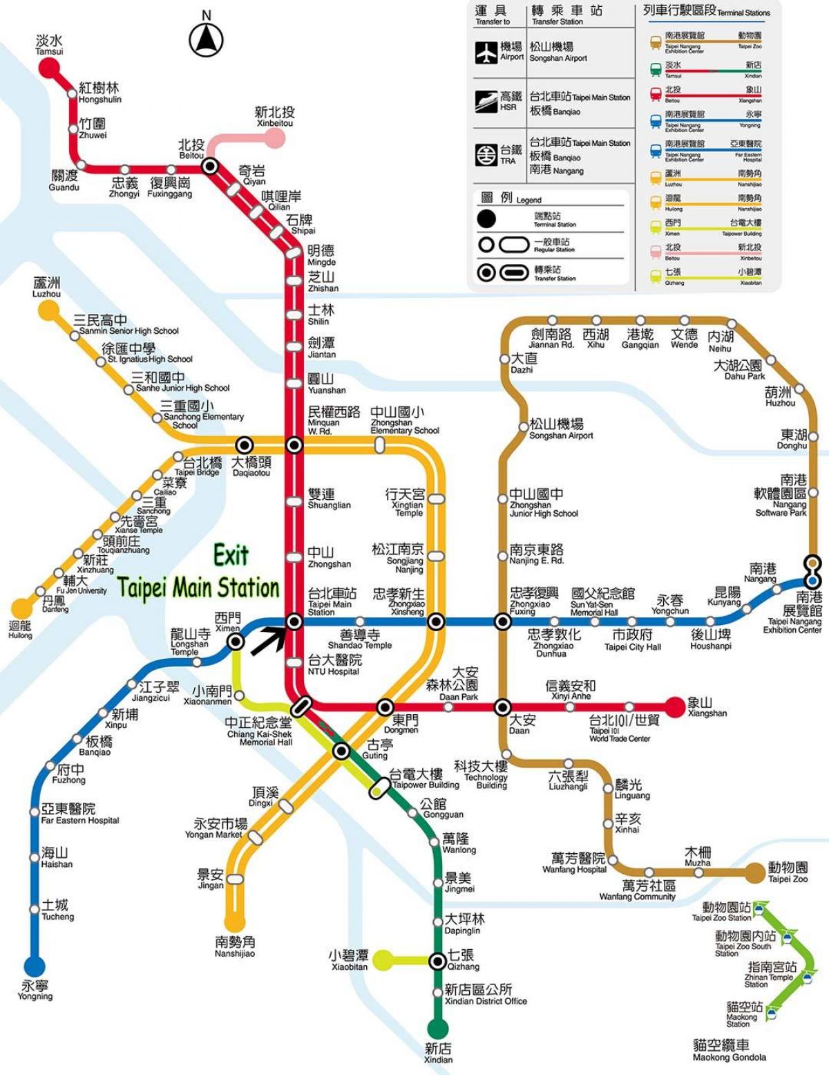 Тајпеј главна станица метроа тржни центар карта