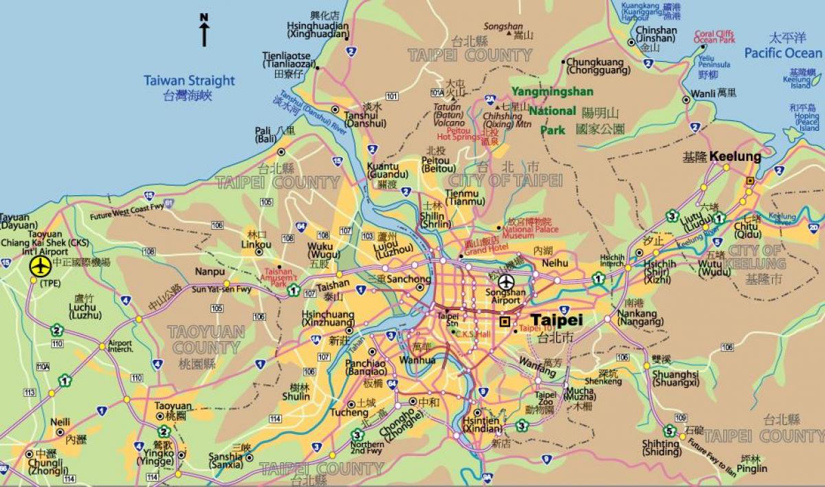 Карта у центру града Тајпеј 